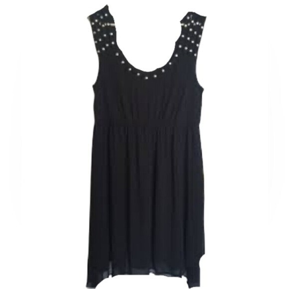 Torrid Black Empire Waisted Studded Strappy Chiffon Dress Size 1 - Picture 6 of 10